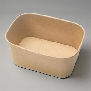 16 24 30 36oz Reciclable Desechable Rectangular Marrón Papel Sopa Tazón de comida Papel Kraft Cuadrado Ensalada Contenedor Cuencos Tapa Sushi - Product Image 3