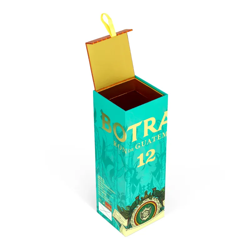 Juego de embalaje de cartón de papel cerrado plegable de lujo Caja de regalo de vino tinto Cajas de papel de embalaje de botellas de vino