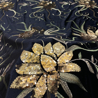 Robe de soirée en velours brodée de fleurs multicolores avec paillettes et sequins, doublure 100 % polyester