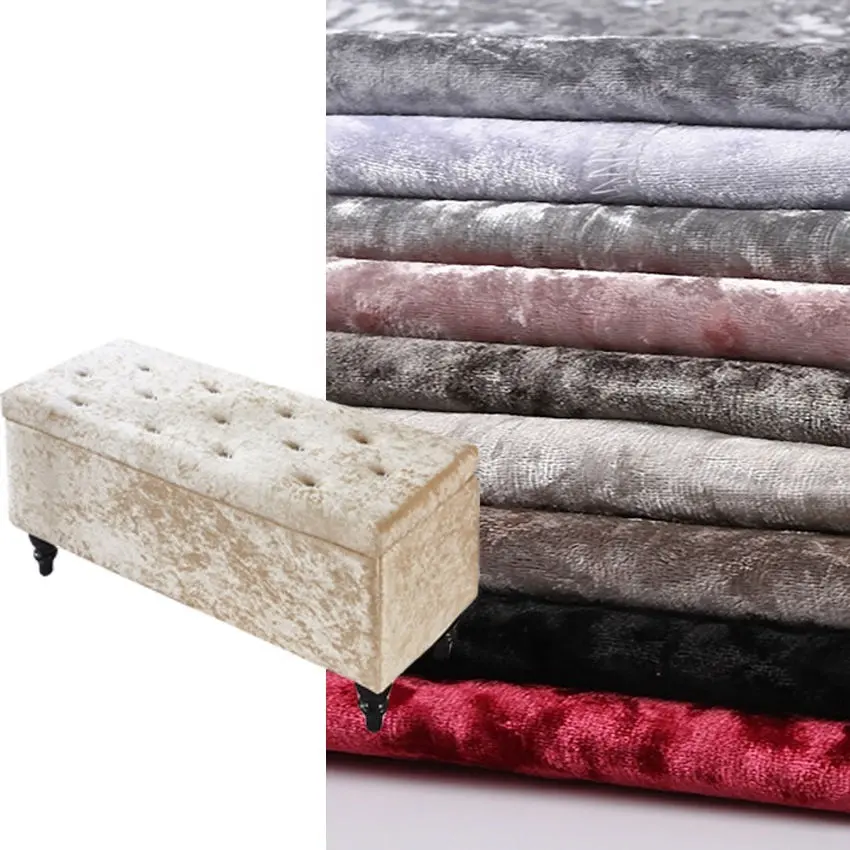 Home textile Polyester Vorhang Crushed Velvet Sofa Material Stoff polster glänzendes Eis Crushed Velvet für Sofa