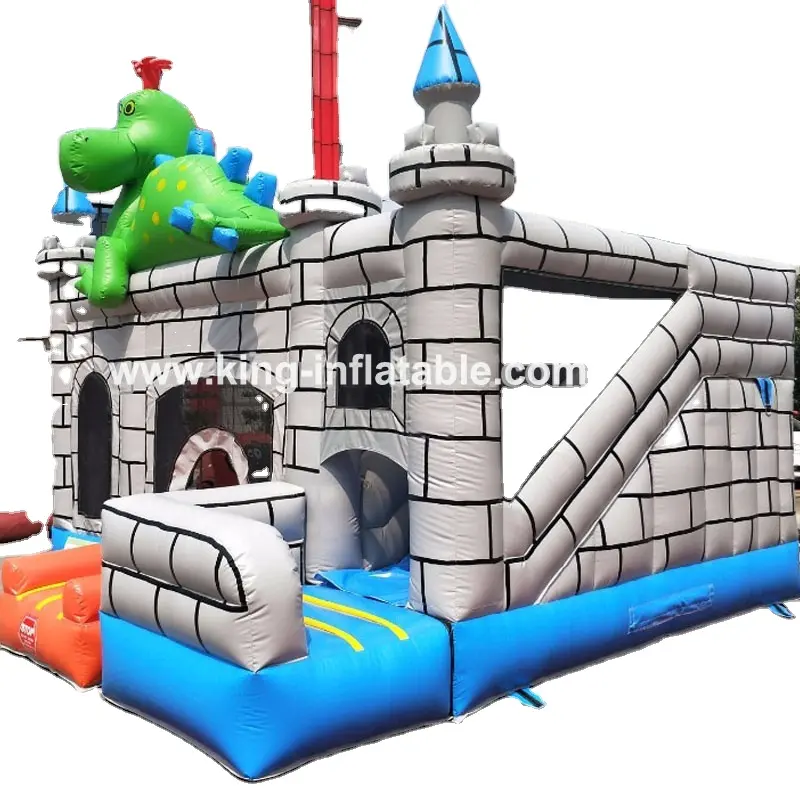 Castillo inflable de dragón personalizado para niños, saltador con tobogán, Comercial