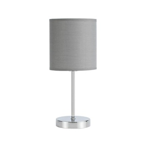 Mesa de sobremesa cromada con pantalla gris, dimensiones 37x16x16 cm, ideal para iluminación decorativa y uso en oficinas u - Product Image 1
