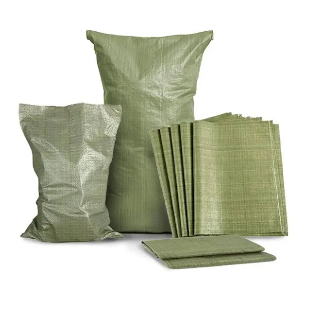 Bolsa tejida de polipropileno personalizada para reciclaje, bolsa de basura de Isla de piedra tejida de PP verde, resistente