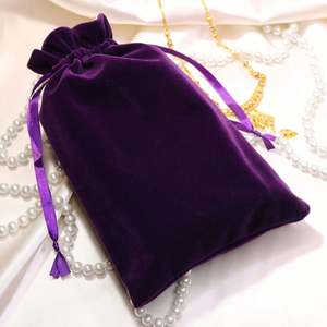 Wholesale Luxury Gift Card <b>Dice</b> Crystal Travel Reusable Large Velvet Purple Drawstring Jewellery <b>Bag</b> - Product Image 2