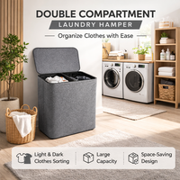 Panier à linge pliable avec couvercle rabattable, sac de rangement amovible en tissu Oxford, organisateur moderne pour vêtements et chaussures, salle de bain