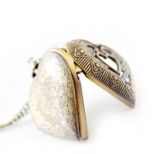 ساعات جيب نسائية على شكل قلب من سبائك الفضة والبرونز، هدية أنيقة للسيدات - Product Image 5