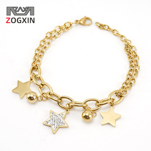 Zogxin Star Charm Bracelet Gold Plated Rhinestone Pendant Women Fashion Jewelry Gift - Product Image 1