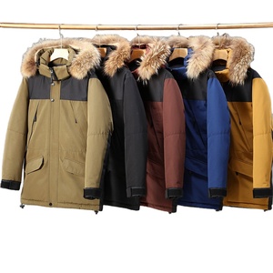 Veste d'<span class=keywords><strong>hiver</strong></span> pour <span class=keywords><strong>homme</strong></span> avec logo personnalisé, capuche amovible, duvet chaud et épais, grand col en fourrure, <span class=keywords><strong>parka</strong></span> longue pour <span class=keywords><strong>homme</strong></span> - Product Image 1