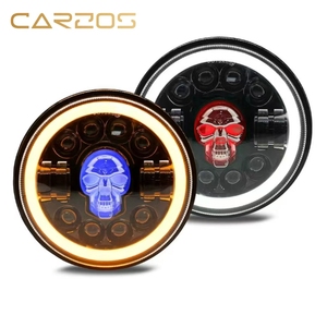 Faros Delanteros LED Modificados para Motocicleta Dirt Bike, Faros Delanteros con Diseño <span class=keywords><strong>de</strong></span> Calavera para Jeep Wrangler - Product Image 1