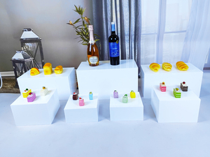 White Acrylic Buffet <strong>Table</strong> <strong>Riser</strong> Cube Nesting Lucite Square Food Display Pedestal Box Racks - Product Image 6