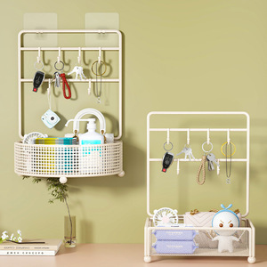 Organizador de llaves para montar en la pared HomeKey, estante de almacenamiento rectangular con ganchos y cesta para la entrada, escritorio, organización de viajes - Product Image 1