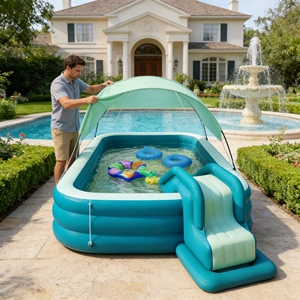 Nouveau produit Piscines gonflables colorées pour enfants Piscines gonflables pour enfants pour la maison Intérieur Bébé Nouveau-né Jeu en eau peu profonde sécuritaire - Product Image 3