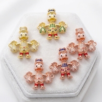 P434 Meilleure vente Connecteur Canard Scrooge plaqué or 18K, micro-pavé de zircon, breloque sac à monnaie, accessoires pour la fabrication de bijoux et bracelets DIY
