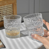 Verre à whisky empilable en cristal sans plomb, style nordique de luxe, texture glacier, côtelé, pour bar