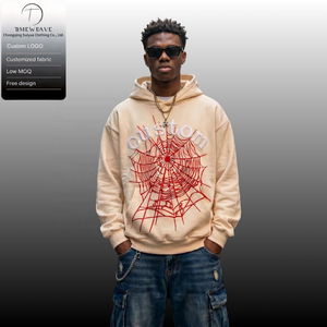 Felpa Oversize con Cappuccio e Zip Stile <span class=keywords><strong>Spider</strong></span>, Effetto Acid Wash, 100% Cotone Ecologico, Stile Hip-Hop Vintage per Uomo e Donna - Product Image 2