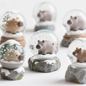 Globo de Agua de Resina con Diseño de Autobús. Escena Pintada a Mano en 3D Personalizada, una Vigneta Nevada Agitada de un Autobús Urbano en su Viaje Urbano Eterno. - Product Image 3