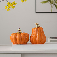 L&H Nordic Creative Gold Ceramic Pumpkin Ornaments Eco-friendly Modern Art Antique Style Incense Burner Home Decorations Incense