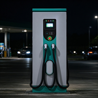 Station de recharge rapide DC double tête pour véhicules électriques avec écran tactile et bouton d'arrêt d'urgence, recharge facile et conviviale, pour parking d'hôtel