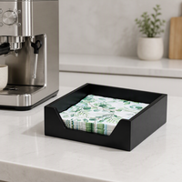 Porte-serviettes pour table, distributeur de serviettes en bois avec grande ouverture latérale pour serviettes en papier, porte-serviettes carré de style farmhouse