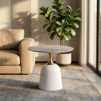 Table basse moderne et simple pour salon d'hôtel ou chambre à coucher, en pierre frittée, avec plateau rond, table d'appoint