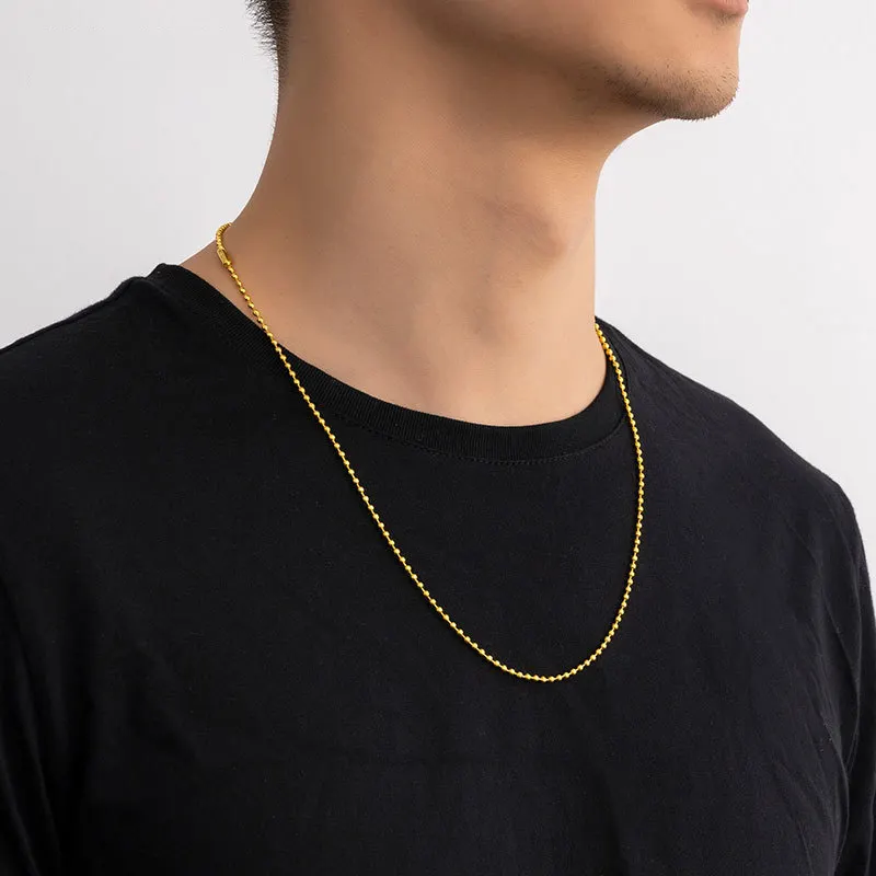 Men Gold Color Round Ball Chain Beads Chain Choker Necklace For Women Jewelry Wholesale