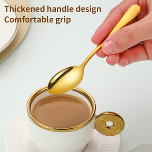 Juego de cucharas de café de lujo chapadas en oro de acero inoxidable personalizadas de fábrica, 12 Uds. - Product Image 4