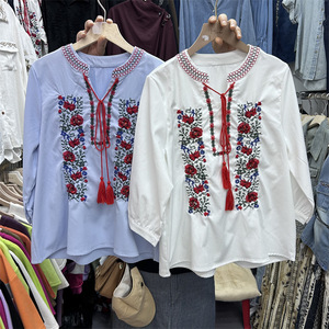 GX-2026 Nouvelle Blouse à Manches Longues à Col Rond Brodée et Perlée de <span class=keywords><strong>Style</strong></span> <span class=keywords><strong>Bohème</strong></span> pour Femmes - Product Image 2