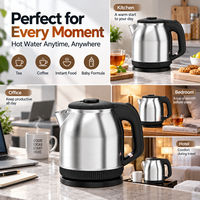 Bouilloire électrique en acier inoxydable de 1,8 L, 1500 W, chauffe rapide, chauffe-eau portable, arrêt automatique, base rotative à 360 degrés pour la maison et le bureau