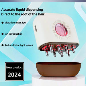 Brosse de massage électrique 2-en-1 pour le cuir chevelu avec applicateur d'huile capillaire et lumière rouge et bleue ciblée pour la croissance des cheveux et l'application sur la tête - Product Image 2