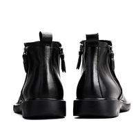 Bottes mi-mollet en cuir véritable pour homme, avec doublure en polaire, en cuir de vache, avec fermeture éclair latérale antidérapante, bottes Chelsea pour l'automne et l'hiver
