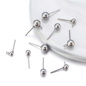 Stainless Steel Ball Stud <b>Earrings</b> Simple Round Bead Design Unisex Fashion Jewelry for Daily Wear - Product Image 1