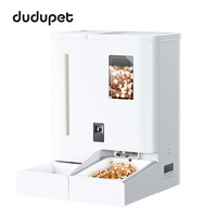 Distributeur automatique de nourriture pour animaux de compagnie grande capacité 5L+4L, fontaine à eau intelligente contrôlée par application, 2-en-1, alimentation programmée, matériau ABS, alimentation par adaptateur