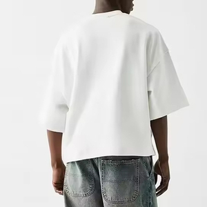 100% Cotton Casual Plain Oversized Cropped T Shirts High Quality 250gsm Heavy <b>Weight</b> Men's <b>Blank</b> Drop Shoulder Boxy T-Shirt - Product Image 2