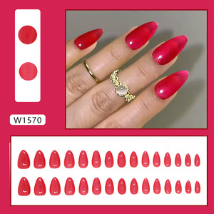 <span class=keywords><strong>Uñas</strong></span> Postizas Acrílicas Color Rojo Rosa, Estilo Almendrado Mediano, <span class=keywords><strong>Uñas</strong></span> Falsas de Color Sólido Personalizadas, Proveedores de <span class=keywords><strong>Uñas</strong></span> Postizas - Product Image 2