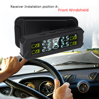 Sensor eksternal monitor tekanan ban, TPMS presisi tinggi stiker eksternal tenaga surya kaca depan Sensor deteksi tekanan ban
