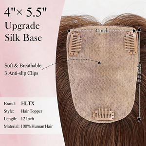 Topper de <span class=keywords><strong>cheveux</strong></span> naturels en gros pour femmes souffrant de perte de <span class=keywords><strong>cheveux</strong></span>, base en soie 4x5.5, clips antidérapants naturels, postiche Remy, couleur personnalisée, direct usine - Product Image 2