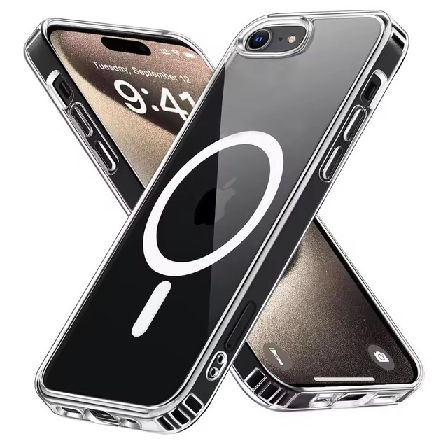 Hot Sale Shockproof Drop-resistant Transparent Clear Back Cover Phone Case for iPhone 16E With Magnet Wireless Charging Case SE4
