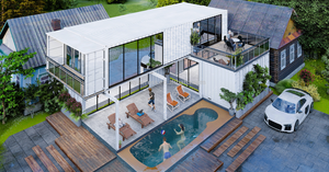 Kit de Casa prefabricada Contenedor de 4 dormitorios Casa de <span class=keywords><strong>playa</strong></span> Contenedor apilable Hogar Villa prefabricada Estándares australianos blancos - Product Image 2