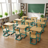 Ensemble bureau et chaise d'étudiant réglables en gros pour usine, avec plateau en MDF, mobilier scolaire certifié CE
