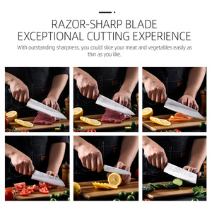 <span class=keywords><strong>Couteau</strong></span> Santoku japonais <span class=keywords><strong>professionnel</strong></span> en acier à haute teneur en carbone VG10 à 3 couches, lame forgée à la main en ambre, ensemble de couteaux de cuisine, ensemble de couteaux de chef - Product Image 2