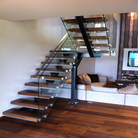 Escalier extérieur en acier YL METAL, marches en bois massif, escalier en bois