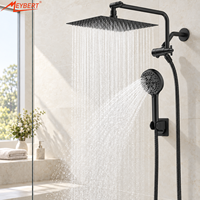Système de douche pluie en acier inoxydable de 10 pouces, ensemble de douche mural monotrou avec cartouche en céramique et douchette à main