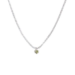 Collar de Cobre Electrochapado Brillante Estilo Coreano para Mujer, Minimalista, Inspirado en Instagram, con Circonita Verde X962 Plateado - Product Image 2