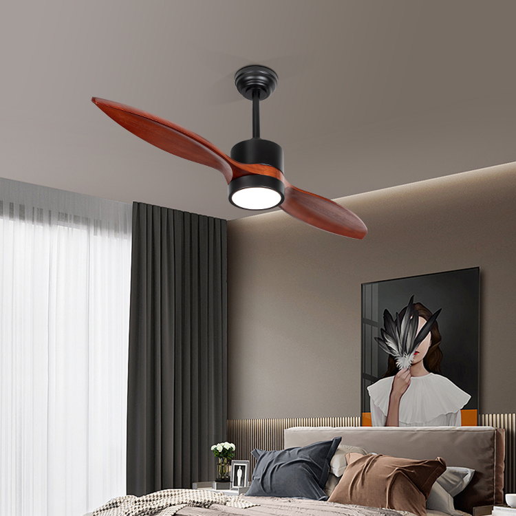 High Quality Remote Control 42 inch 2 Blades Solid Wood Decorative Indoor Led Ceiling Fan