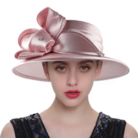 Nouveau plus populaire Satin tissu église chapeau Deluxe Unique photographie mariage chapeau fantaisie formel fleur Fascinator chapeau haut de forme femme