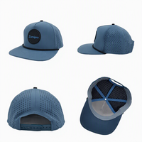 Casquette de sport pour homme à 5 panneaux, logo en caoutchouc personnalisé, casquette de baseball perforée découpée au laser, imperméable et à séchage rapide