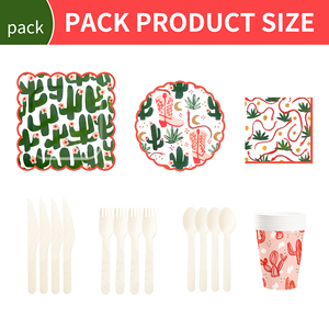 DAMAI - Vajilla de Papel para Fiesta Vaquera, Platos y Servilletas Rosas, Decoración para Despedida de Soltera con Temática de Vaquera y Cactus, para 8 Personas - Product Image 3