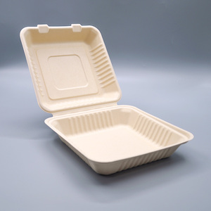 Caja de hamburguesas biodegradable de 9 pulgadas, Hamburguesa de bagazo compostable desechable para envasado de alimentos ecológico - Product Image 4