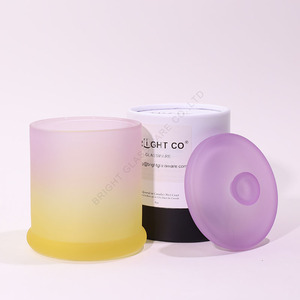 Luxury Candle Container Gradient <strong>Frosted</strong> Aromatherapy High White Wholesale Empty <strong>Glass</strong> Candle Jars with <strong>Glass</strong> Lid for Xmas - Product Image 4