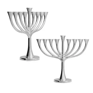 Basso MOQ fornitore di fabbrica argento metallo matrimonio hotel decorare portacandele ebraico hanukkah menorah